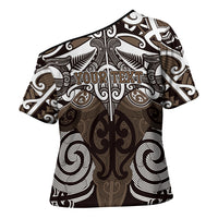 Personalised Maori Kati Mamoe Cross Shoulder Shirt Silver Fern Kowhaiwhai Art LT01 - Polynesian Pride