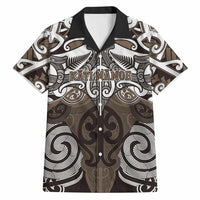 Personalised Maori Kati Mamoe Hawaiian Shirt Silver Fern Kowhaiwhai Art LT01 Brown - Polynesian Pride