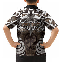 Personalised Maori Kati Mamoe Kid Hawaiian Shirt Silver Fern Kowhaiwhai Art LT01 - Polynesian Pride