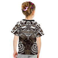 Personalised Maori Kati Mamoe Kid T Shirt Silver Fern Kowhaiwhai Art LT01 - Polynesian Pride