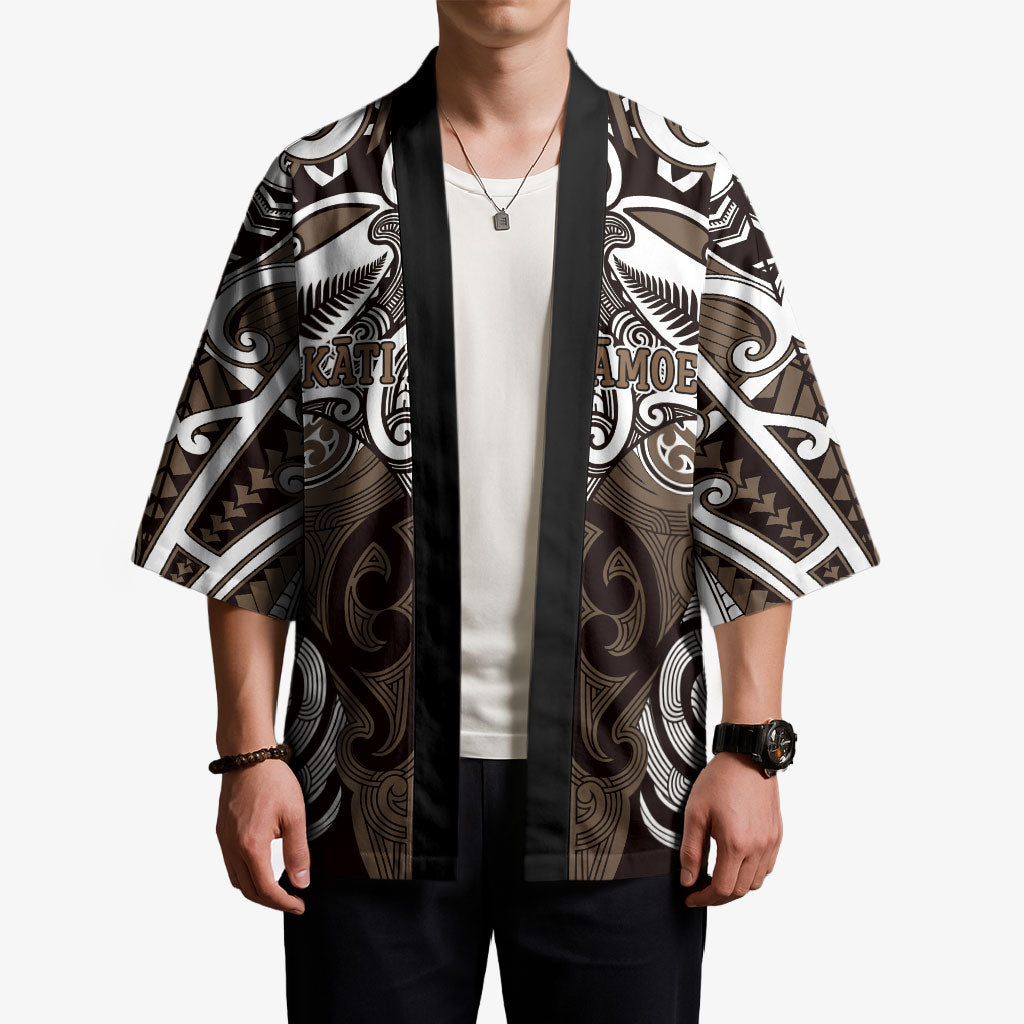 Personalised Maori Kati Mamoe Kimono Silver Fern Kowhaiwhai Art LT01 - Polynesian Pride