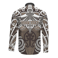 Personalised Maori Kati Mamoe Long Sleeve Button Shirt Silver Fern Kowhaiwhai Art LT01 - Polynesian Pride