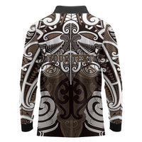 Personalised Maori Kati Mamoe Long Sleeve Polo Shirt Silver Fern Kowhaiwhai Art LT01 - Polynesian Pride