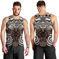 Personalised Maori Kati Mamoe Men Tank Top Silver Fern Kowhaiwhai Art LT01 - Polynesian Pride