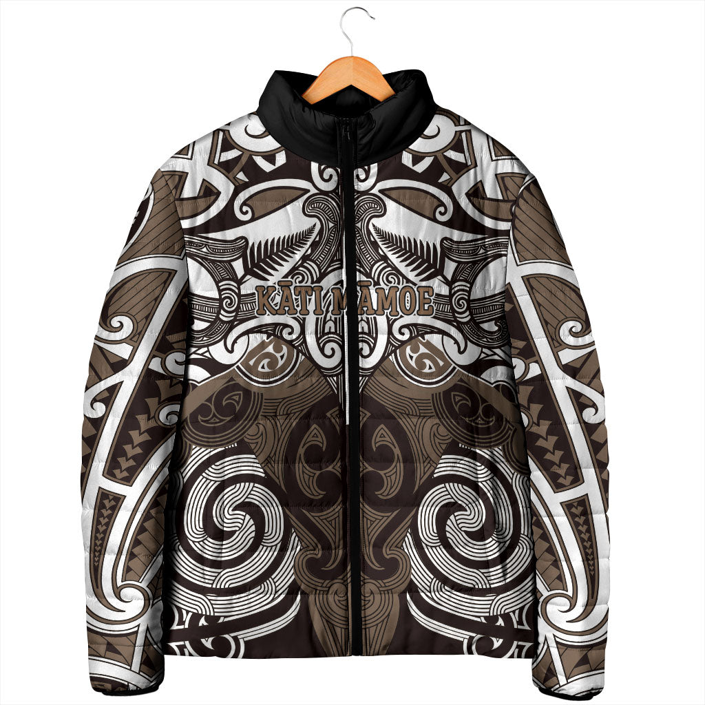 Personalised Maori Kati Mamoe Padded Jacket Silver Fern Kowhaiwhai Art LT01 - Polynesian Pride