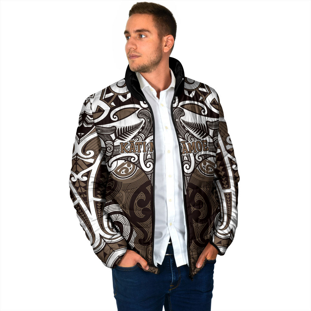 Personalised Maori Kati Mamoe Padded Jacket Silver Fern Kowhaiwhai Art LT01 - Polynesian Pride
