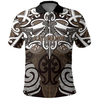 Personalised Maori Kati Mamoe Polo Shirt Silver Fern Kowhaiwhai Art LT01 Brown - Polynesian Pride