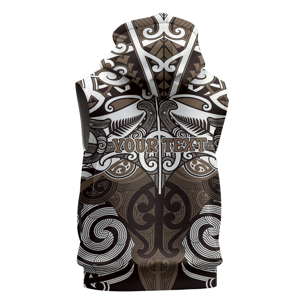 Personalised Maori Kati Mamoe Sleeveless Hoodie Silver Fern Kowhaiwhai Art LT01 - Polynesian Pride