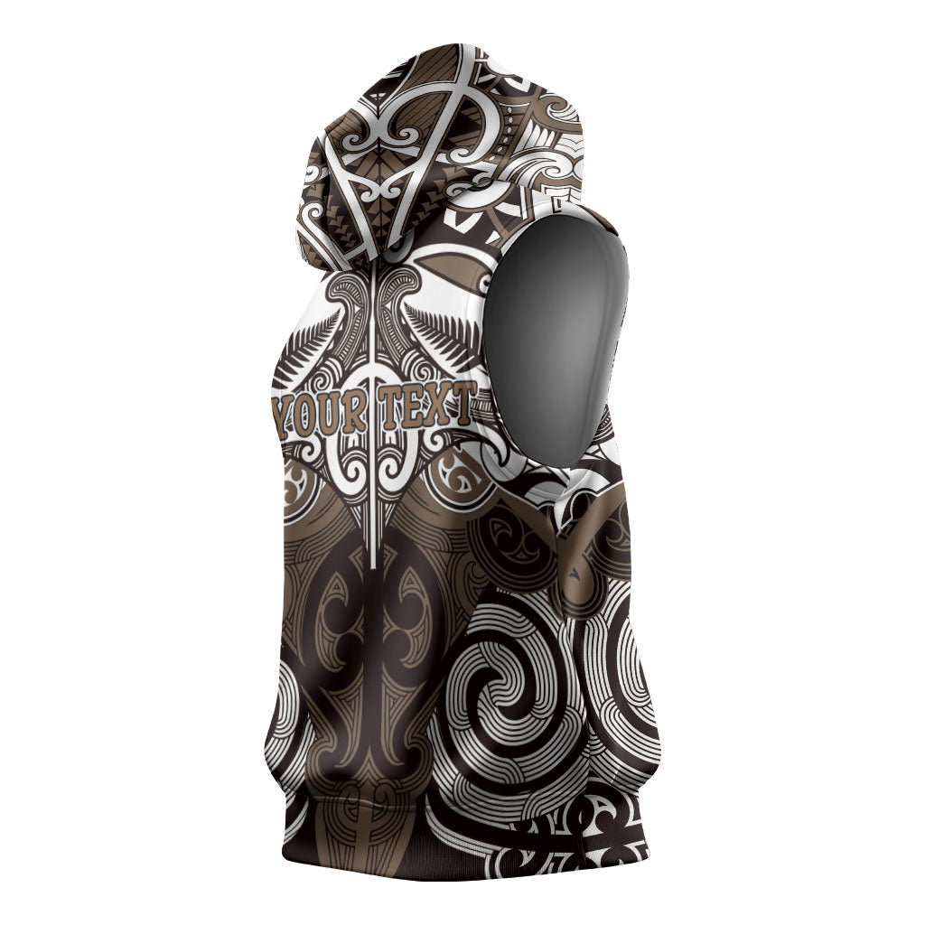 Personalised Maori Kati Mamoe Sleeveless Hoodie Silver Fern Kowhaiwhai Art LT01 - Polynesian Pride