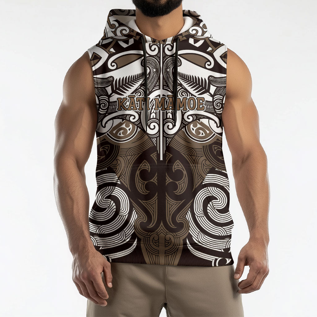 Personalised Maori Kati Mamoe Sleeveless Hoodie Silver Fern Kowhaiwhai Art LT01 - Polynesian Pride