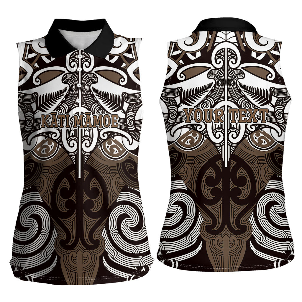 Personalised Maori Kati Mamoe Women Sleeveless Polo Shirt Silver Fern Kowhaiwhai Art LT01 - Polynesian Pride