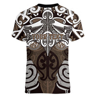 Personalised Maori Kati Mamoe Women V-Neck T-Shirt Silver Fern Kowhaiwhai Art LT01 - Polynesian Pride