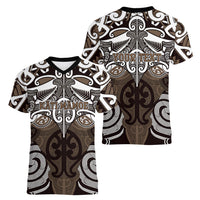 Personalised Maori Kati Mamoe Women V-Neck T-Shirt Silver Fern Kowhaiwhai Art LT01 - Polynesian Pride