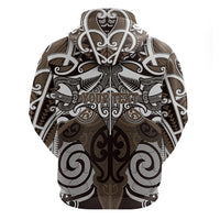 Personalised Maori Kati Mamoe Zip Hoodie Silver Fern Kowhaiwhai Art LT01 - Polynesian Pride