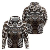 Personalised Maori Kati Mamoe Zip Hoodie Silver Fern Kowhaiwhai Art LT01 - Polynesian Pride