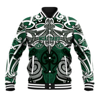 Personalised Maori Ngai Tahu Baseball Jacket Silver Fern Kowhaiwhai Art LT01 Unisex Green - Polynesian Pride