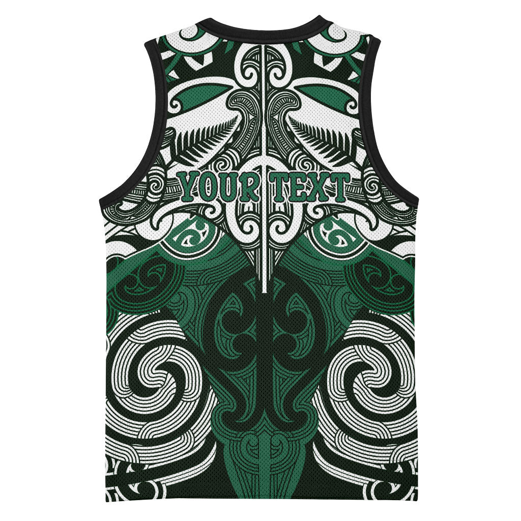 Personalised Maori Ngai Tahu Basketball Jersey Silver Fern Kowhaiwhai Art LT01 - Polynesian Pride