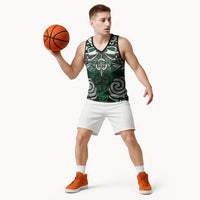 Personalised Maori Ngai Tahu Basketball Jersey Silver Fern Kowhaiwhai Art LT01 - Polynesian Pride