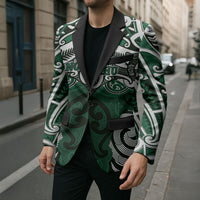 Personalised Maori Ngai Tahu Blazer Silver Fern Kowhaiwhai Art LT01 - Polynesian Pride