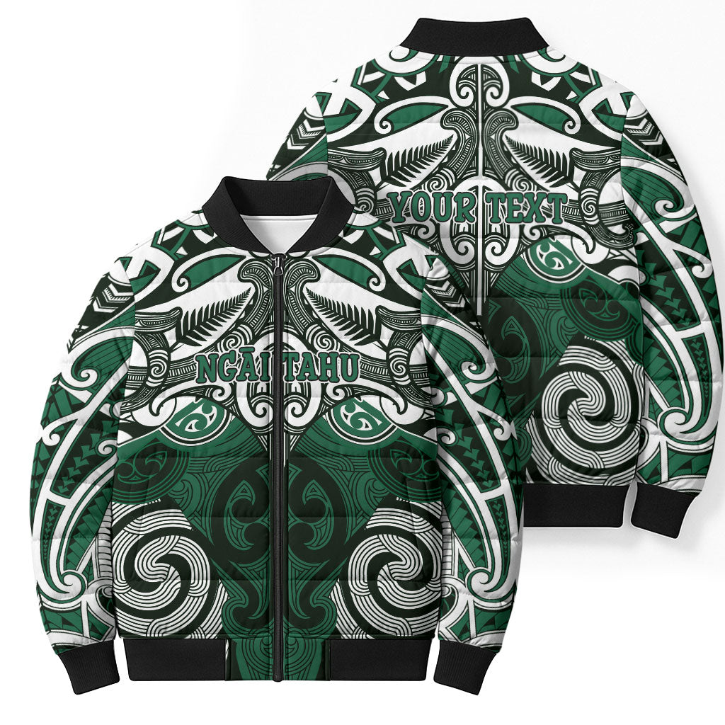 Personalised Maori Ngai Tahu Bomber Puffer Jacket Silver Fern Kowhaiwhai Art LT01 - Polynesian Pride