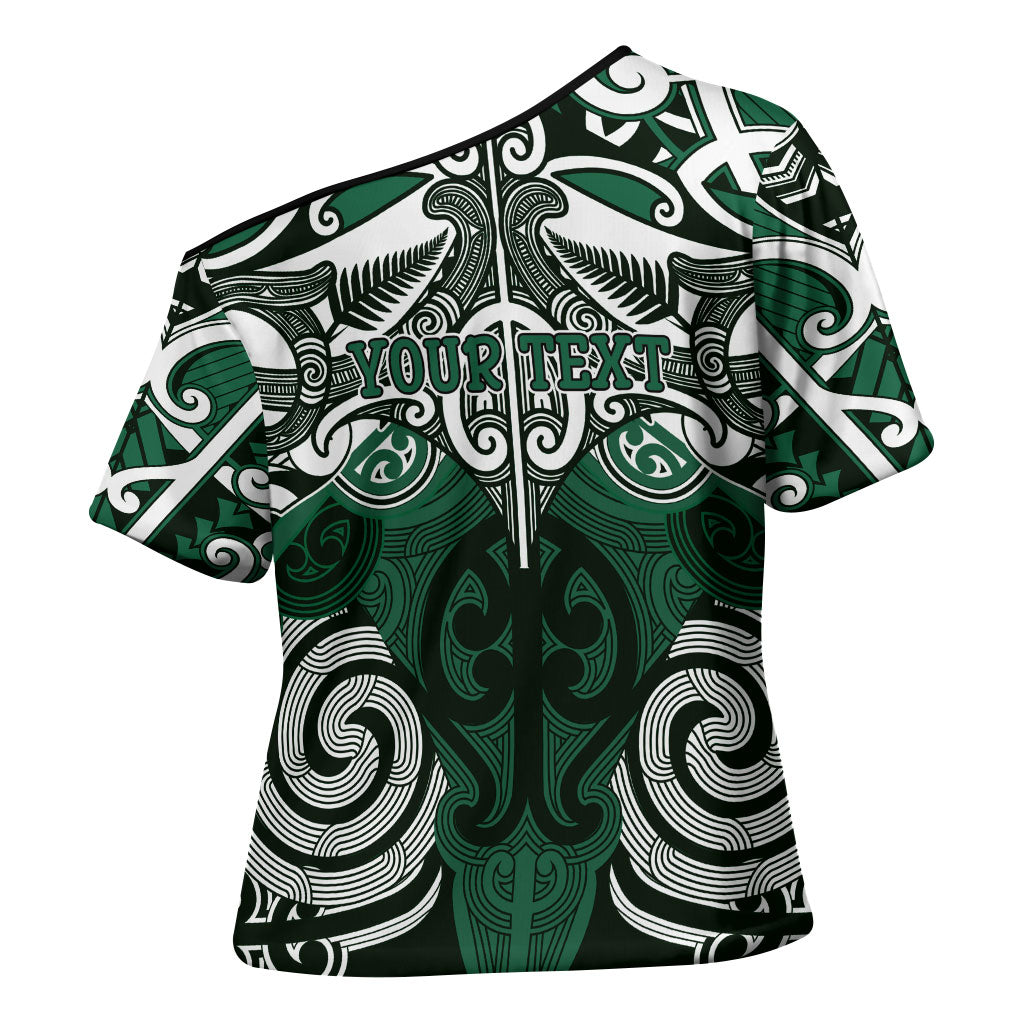 Personalised Maori Ngai Tahu Cross Shoulder Shirt Silver Fern Kowhaiwhai Art LT01 - Polynesian Pride