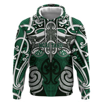 Personalised Maori Ngai Tahu Hoodie Silver Fern Kowhaiwhai Art LT01 Pullover Hoodie Green - Polynesian Pride