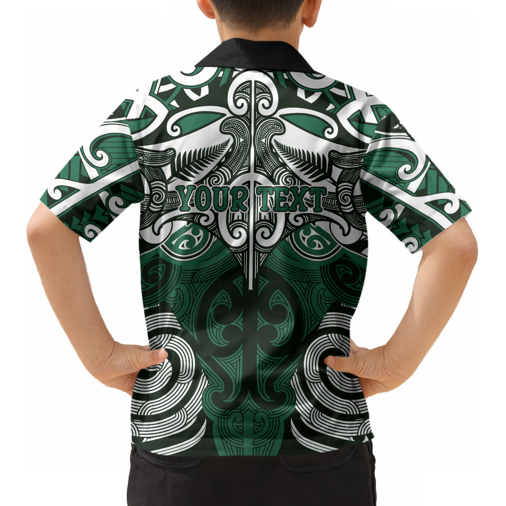 Personalised Maori Ngai Tahu Kid Hawaiian Shirt Silver Fern Kowhaiwhai Art LT01 - Polynesian Pride
