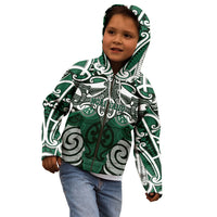 Personalised Maori Ngai Tahu Kid Hoodie Silver Fern Kowhaiwhai Art LT01 - Polynesian Pride