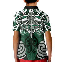 Personalised Maori Ngai Tahu Kid Polo Shirt Silver Fern Kowhaiwhai Art LT01 - Polynesian Pride