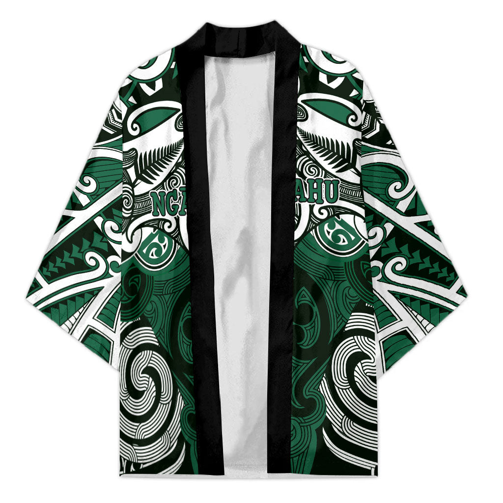 Personalised Maori Ngai Tahu Kimono Silver Fern Kowhaiwhai Art LT01 Unisex Green - Polynesian Pride