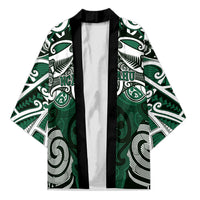 Personalised Maori Ngai Tahu Kimono Silver Fern Kowhaiwhai Art LT01 Unisex Green - Polynesian Pride