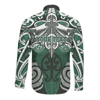 Personalised Maori Ngai Tahu Long Sleeve Button Shirt Silver Fern Kowhaiwhai Art LT01 - Polynesian Pride