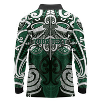 Personalised Maori Ngai Tahu Long Sleeve Polo Shirt Silver Fern Kowhaiwhai Art LT01 - Polynesian Pride