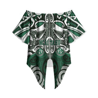 Personalised Maori Ngai Tahu Off Shoulder Wrap Waist Top Silver Fern Kowhaiwhai Art LT01 - Polynesian Pride