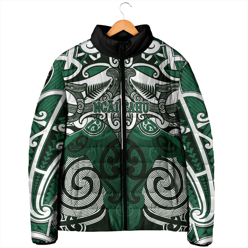 Personalised Maori Ngai Tahu Padded Jacket Silver Fern Kowhaiwhai Art LT01 - Polynesian Pride