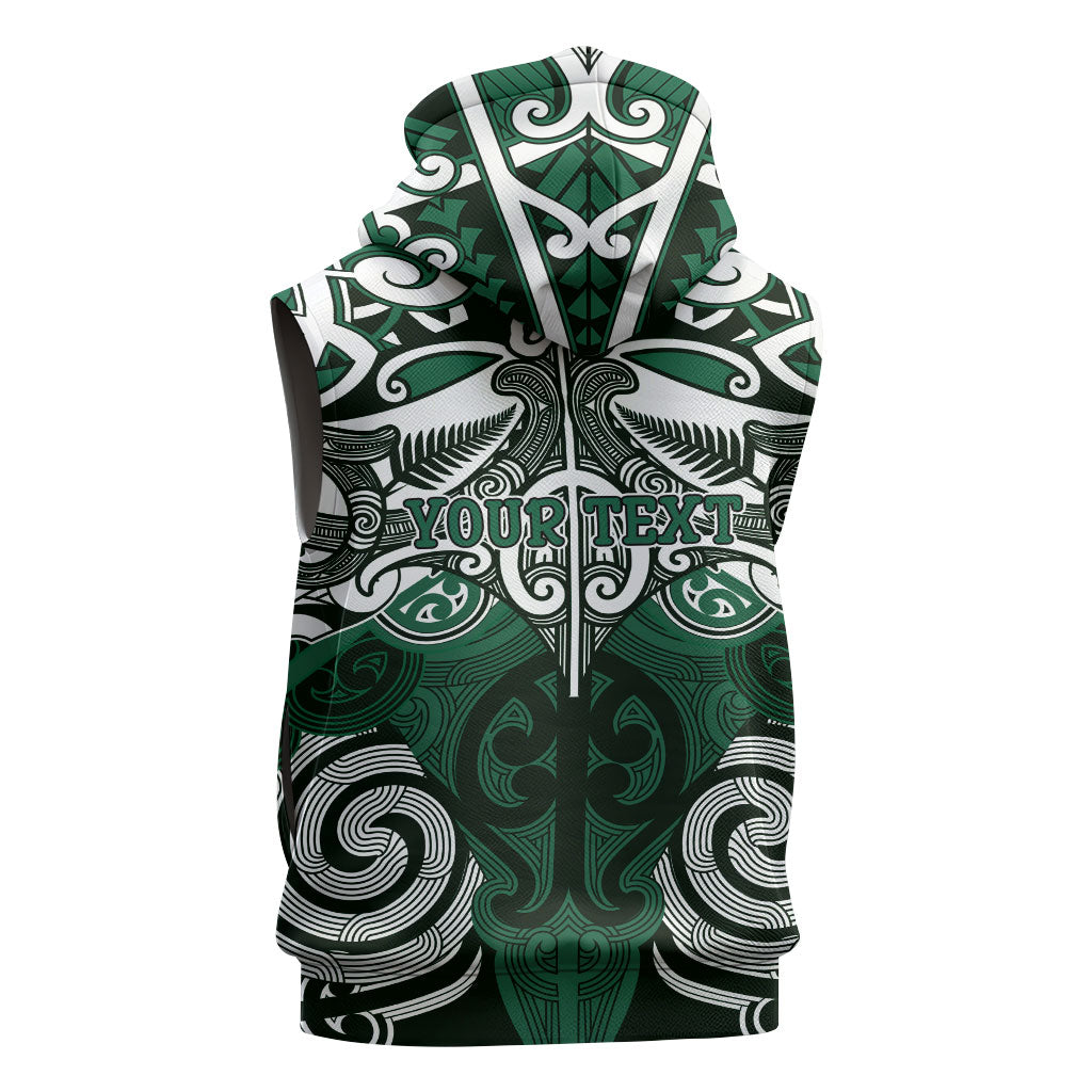 Personalised Maori Ngai Tahu Sleeveless Hoodie Silver Fern Kowhaiwhai Art LT01 - Polynesian Pride
