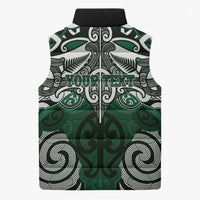 Personalised Maori Ngai Tahu Sleeveless Puffer Jacket Silver Fern Kowhaiwhai Art LT01 - Polynesian Pride