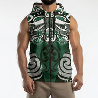 Personalised Maori Ngai Tahu Sleeveless Zip Hoodie Silver Fern Kowhaiwhai Art LT01 - Polynesian Pride
