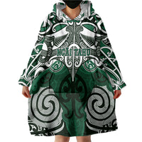 Personalised Maori Ngai Tahu Wearable Blanket Hoodie Silver Fern Kowhaiwhai Art LT01 - Polynesian Pride