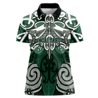 Personalised Maori Ngai Tahu Women Polo Shirt Silver Fern Kowhaiwhai Art LT01 Female Green - Polynesian Pride