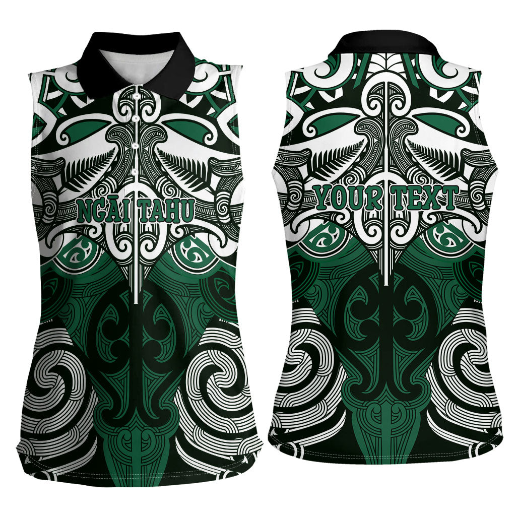 Personalised Maori Ngai Tahu Women Sleeveless Polo Shirt Silver Fern Kowhaiwhai Art LT01 - Polynesian Pride