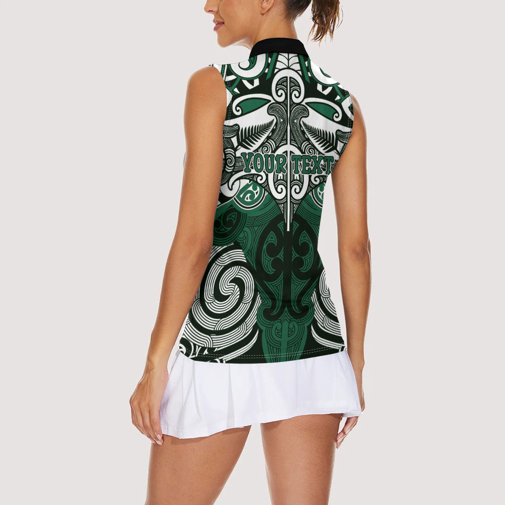 Personalised Maori Ngai Tahu Women Sleeveless Polo Shirt Silver Fern Kowhaiwhai Art LT01 - Polynesian Pride
