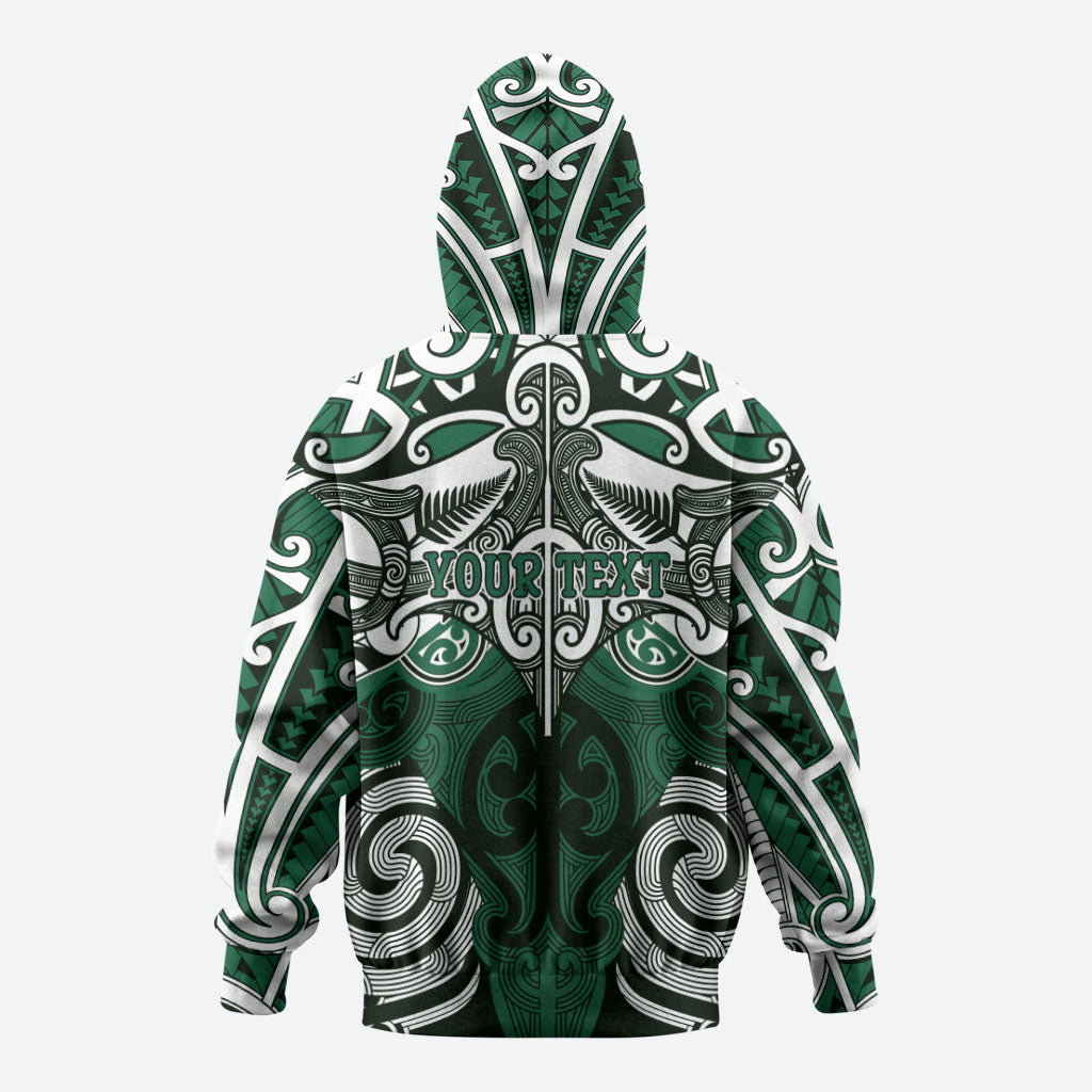 Personalised Maori Ngai Tahu Zip Hoodie Silver Fern Kowhaiwhai Art LT01 - Polynesian Pride
