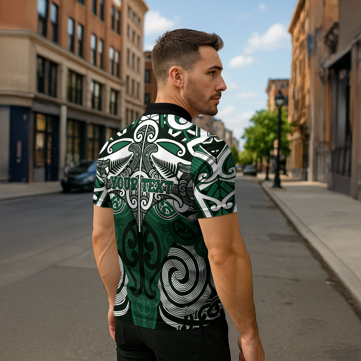 Personalised Maori Ngai Tahu Zipper Polo Shirt Silver Fern Kowhaiwhai Art LT01 - Polynesian Pride