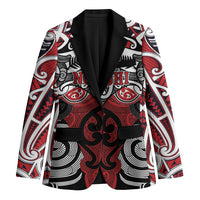 Personalised Maori Ngapuhi Blazer Silver Fern Kowhaiwhai Art LT01 Unisex Red - Polynesian Pride