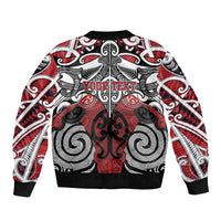 Personalised Maori Ngapuhi Bomber Jacket Silver Fern Kowhaiwhai Art LT01 - Polynesian Pride