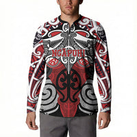 Personalised Maori Ngapuhi Button Sweatshirt Silver Fern Kowhaiwhai Art LT01 - Polynesian Pride