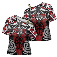 Personalised Maori Ngapuhi Cross Shoulder Shirt Silver Fern Kowhaiwhai Art LT01 - Polynesian Pride