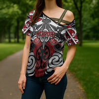 Personalised Maori Ngapuhi Cross Shoulder Shirt Silver Fern Kowhaiwhai Art LT01 - Polynesian Pride