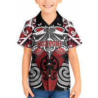 Personalised Maori Ngapuhi Kid Hawaiian Shirt Silver Fern Kowhaiwhai Art LT01 Kid Red - Polynesian Pride